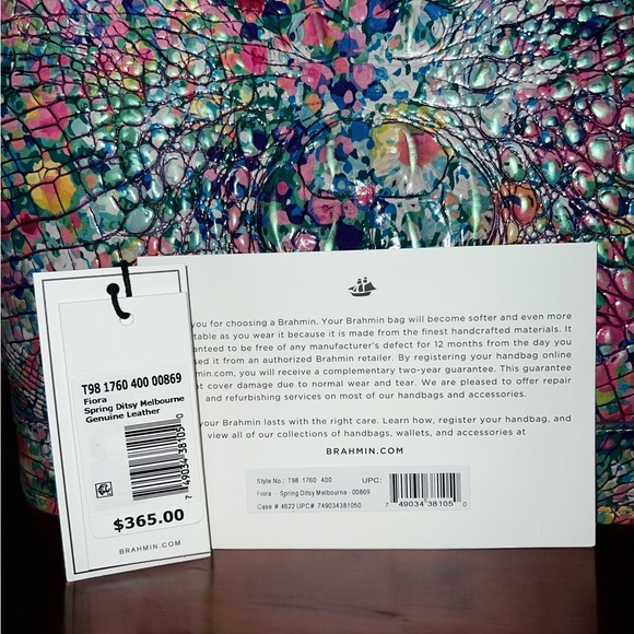 New Brahmin Leather 3-Pc Set, FIORA Shoulder Bag & 2 Wallets, Spring Ditsy - Picture 12 of 14